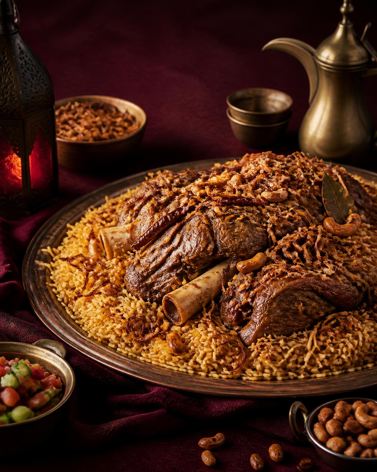 مجبوس لحم كويتي على صينية مشاركة كبيرة